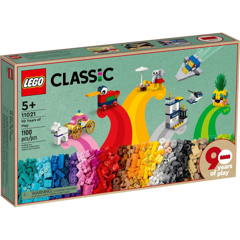 LEGO® Classic 90 Years of Play 11021 Building Kit with 15 Toys for Kids (1,100 Pieces)