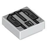 Part 3070pb358 - Tile 1 x 1 with SW Imperial Commando Jet Pack with Dark Bluish Gray Trapezoids and Silver Rectangles Pattern