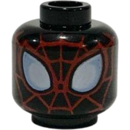 Part 3626pb1449 - Minifigure, Head Alien with Spider-Man Red Web Pattern (Miles Morales)
