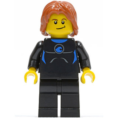Minifig cty0407 - Coast Guard City - Surfer in Wetsuit, Dark Orange Tousled Hair, Crooked Smile