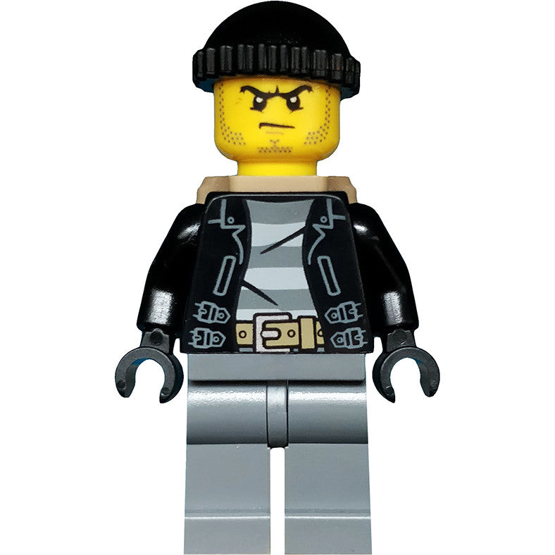 Minifig cty0452 - Police - City Bandit Male with Black Stubble and Backpack