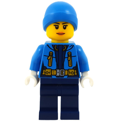 Minifig cty0931 - Arctic Explorer - Female, Dark Blue Legs, Dark Azure Beanie