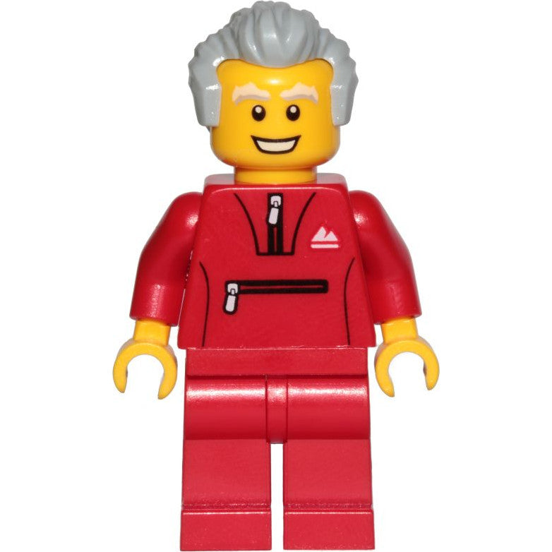 Minifig cty1025 - Grandfather - Red Tracksuit, Light Bluish Gray Hair