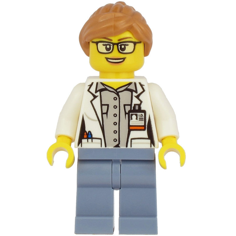 Minifig cty1167 - Ocean Researcher - Female, White Jacket, Sand Blue Legs, Glasses, Medium Nougat Hair