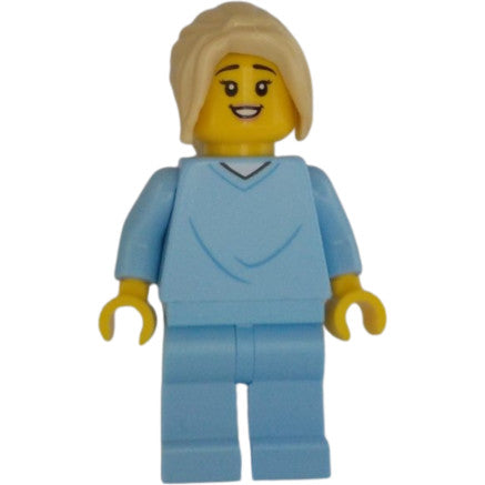 Minifig cty1347 - Mother, Bright Light Blue Hospital Gown, Tan Hair