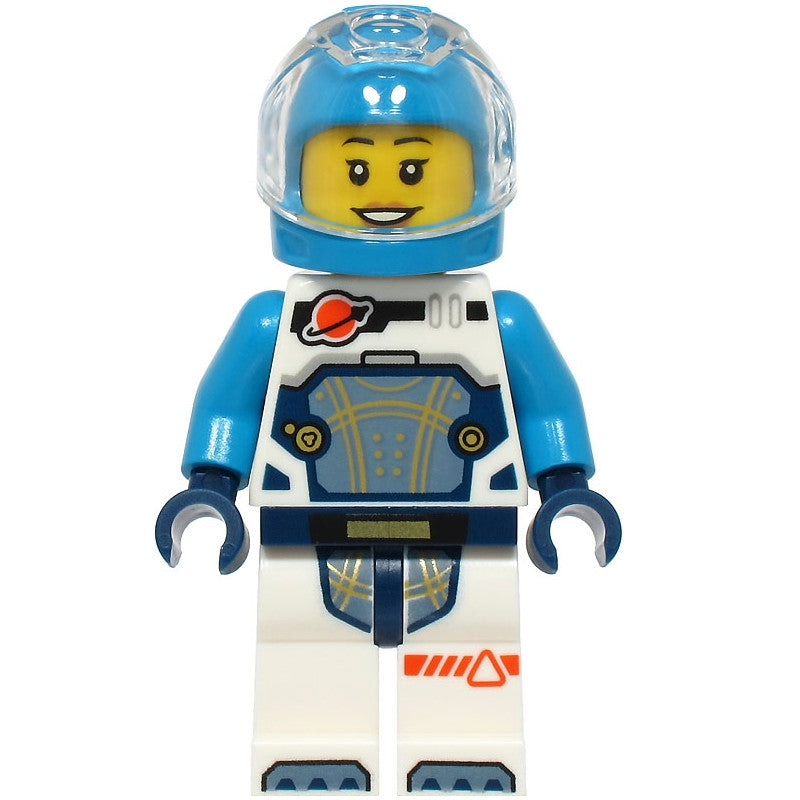 Minifig cty1722 - Astronaut - Female, White Spacesuit with Dark Azure Arms, Dark Azure Helmet