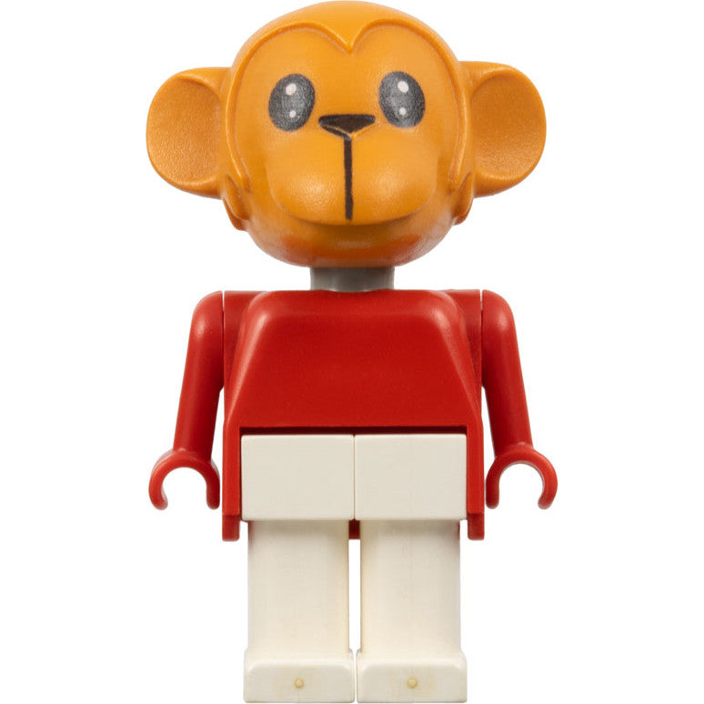 Minifig fab8e - Fabuland Monkey - Gabriel Gorilla, Brown Head, White Legs, Red Top