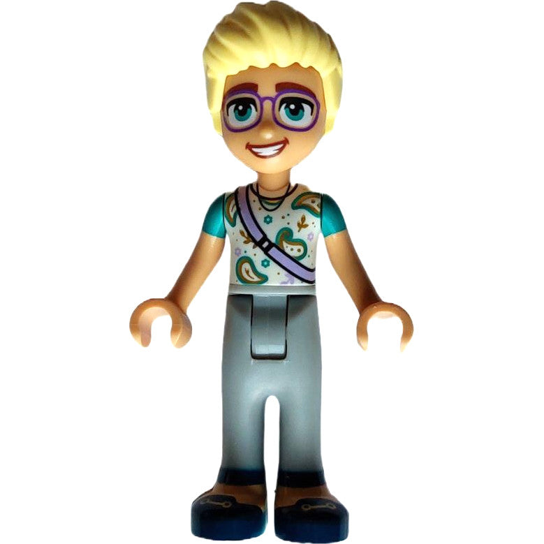 Minifig frnd0588 - Friends Olly - White Paisley Shirt, Lavender Shoulder Bag, Light Bluish Gray Trousers, Dark Blue Shoes