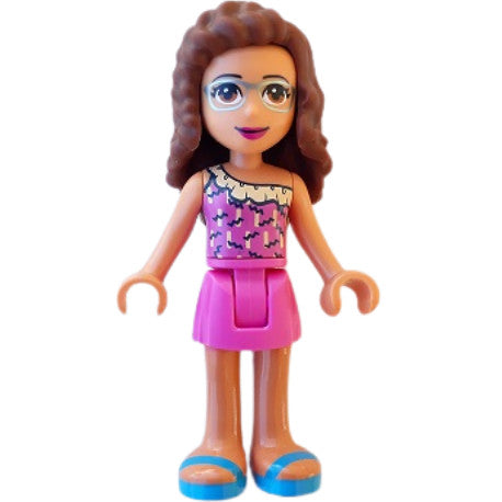 Minifig frnd318 - Friends Olivia (Nougat) - Dark Pink Skirt and Top