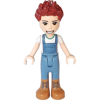 Minifig frnd495 - Friends Daniel - Medium Nougat Boots, Sand Blue Overalls, White Top
