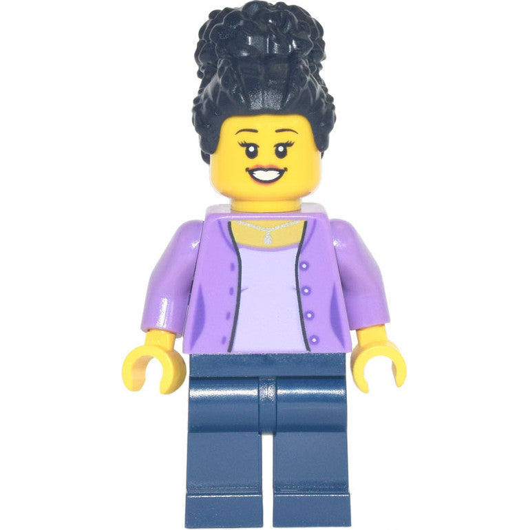Minifig hol255 - Mom - Medium Lavender Jacket, Dark Blue Legs, Black Coiled Hair