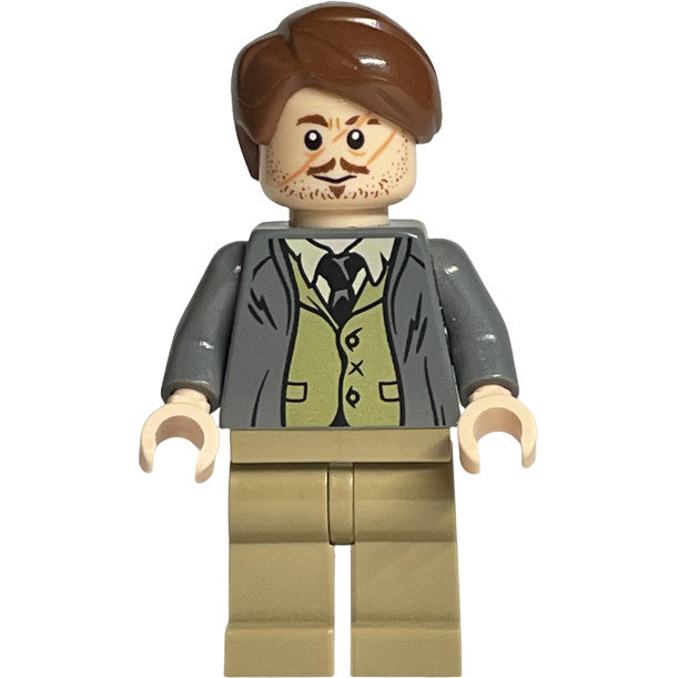 Minifig hp157 - Professor Remus Lupin - Dark Bluish Gray Jacket, Olive Green Vest