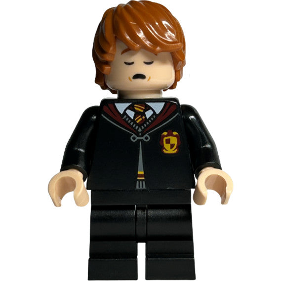 Minifig hp416 - Ron Weasley - Gryffindor Robe Clasped, Black Medium Legs, Sleeping / Awake