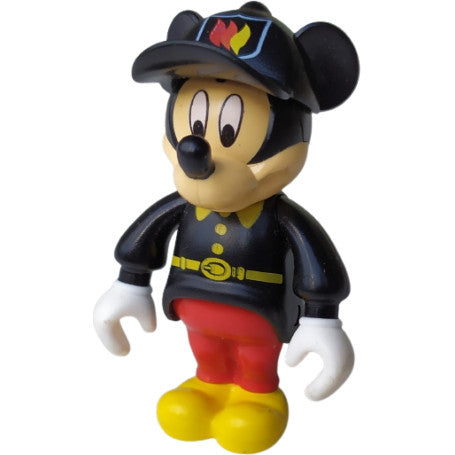 Minifig mck003 - Mickey Mouse Figure with Red Pants, Black Fireman Uniform, Black Cap