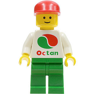 Minifig oct012 - Octan - White Logo, Green Legs, Red Cap
