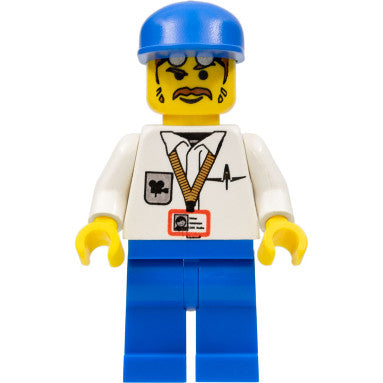 Minifig stu001 - Cameraman, Blue Legs, Blue Cap