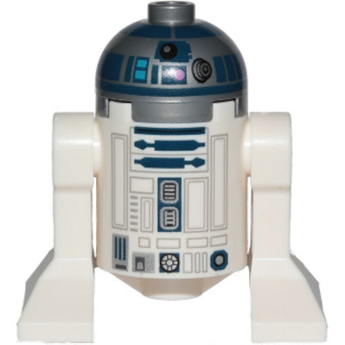 Minifig sw1202 - Astromech Droid, R2-D2, Flat Silver Head, Dark Pink Dots, Large Receptor, Back Printing