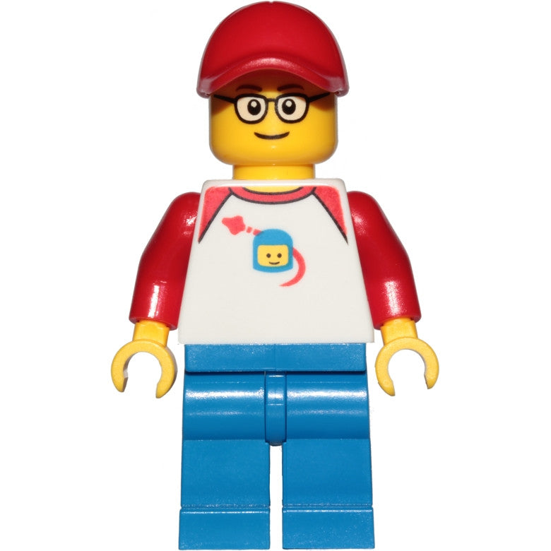 Minifig trn247 - Man - Classic Space Shirt with Red Sleeves, Blue Legs, Red Cap