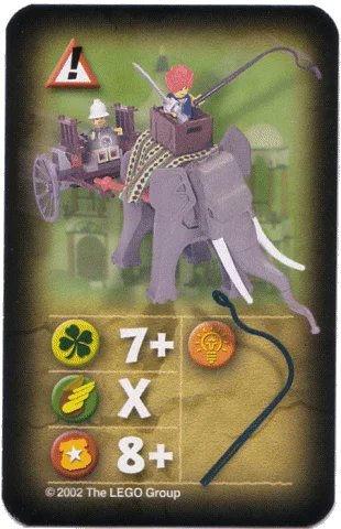 LEGO onderdeel Orient Expedition Game Card, Hazard - Elephant with Cart (4189430pb05)