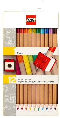 LEGO part Pencil, 12 Pack Color Pencils with Brick Topper (52064)