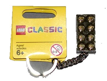 LEGO onderdeel 2 x 4 Brick - Chrome Gold Key Chain (852445b)