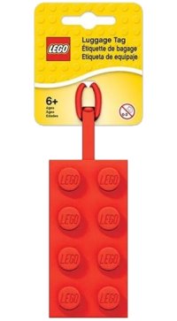 LEGO part Bag / Luggage Tag, Silicone, LEGO Plate 2 x 4 Red 52002