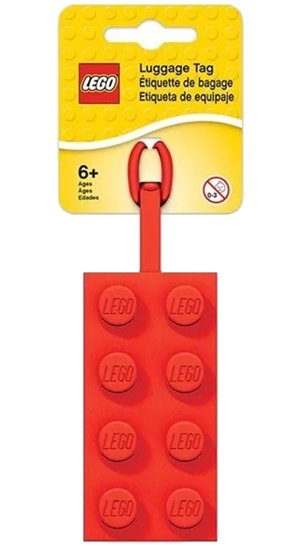 LEGO part Bag / Luggage Tag, Silicone, LEGO Plate 2 x 4 Red (52002)