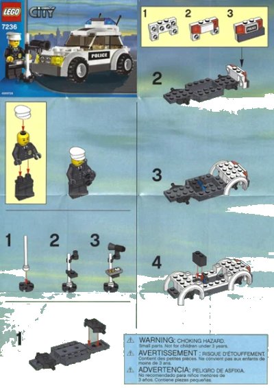 LEGO onderdeel Police Car - Black/Green Sticker Version (7236-1)