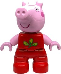 LEGO part Duplo Figure Lego Ville, Peppa Pig - Red Outfit with Green and Lime Leaves (6539859) 47205pb122