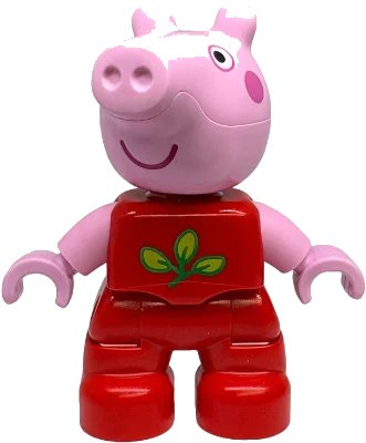 LEGO onderdeel Duplo Figure Lego Ville, Peppa Pig - Red Outfit with Green and Lime Leaves (6539859) (47205pb122)