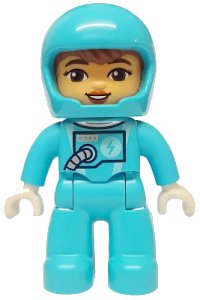 LEGO part Duplo Figure Lego Ville, Astronaut Female, Medium Azure Spacesuit and Helmet (6473049) 47394pb354