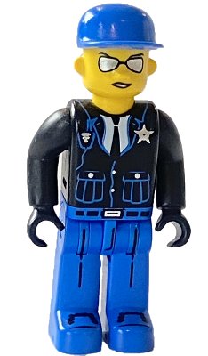 LEGO onderdeel Police - Blue Legs, Black Jacket, Blue Cap, Sunglasses (4j008)