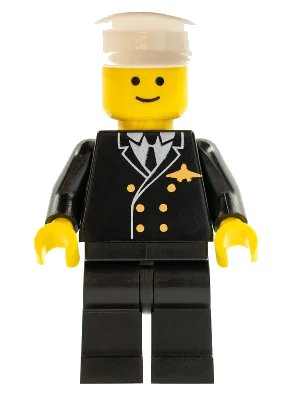 LEGO onderdeel Airport - Pilot, Black Legs, White Hat (air013)