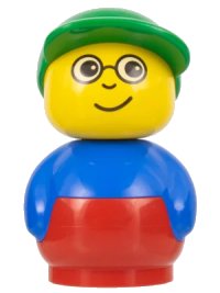 LEGO onderdeel Primo Figure Boy With Red Base, Blue Top, Green Hat, Glasses baby008