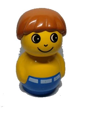 LEGO onderdeel Primo Figure Boy with Blue Base, Yellow Top, Dark Orange Hair (baby017)