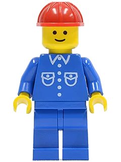 LEGO onderdeel Shirt with 6 Buttons - Blue, Blue Legs, Red Construction Helmet (but011)