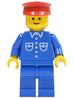 LEGO onderdeel Shirt with 6 Buttons - Blue, Blue Legs, Red Hat (but020)