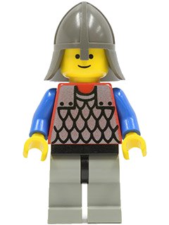 LEGO onderdeel Scale Mail - Red with Blue Arms, Light Gray Legs with Black Hips, Dark Gray Neck-Protector (cas160)