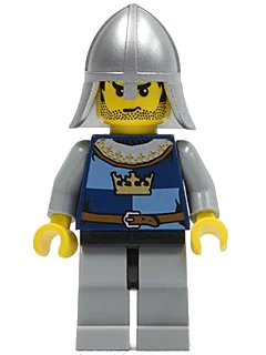 LEGO onderdeel Fantasy Era - Crown Knight Quarters, Helmet with Neck Protector, Black Messy Hair and Stubble (cas366)