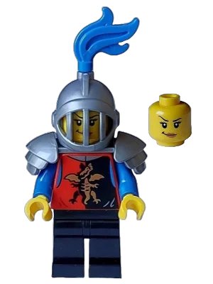 LEGO onderdeel Dragon Knight - Female, Black Legs, Flat Silver Helmet and Armor (cas581)