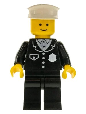 LEGO onderdeel Police - Suit with 4 Buttons, Black Legs, White Hat (cop001)