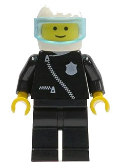 LEGO onderdeel Police - Zipper with Badge, Black Legs, White Helmet, Trans-Light Blue Visor (cop004)