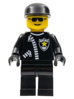 LEGO onderdeel Police - Zipper with Sheriff Star, Black Cap, Black Sunglasses (cop041)