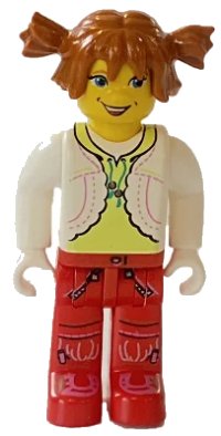 LEGO part Tina, White Torso and Red Legs cre005