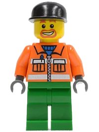 LEGO onderdeel Sanitary Engineer 1 - Green Legs, Beard Around Mouth cty0046