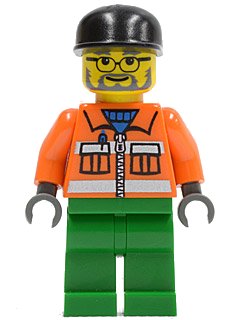LEGO onderdeel Sanitary Engineer 2 - Green Legs, Glasses and Beard (cty0049)