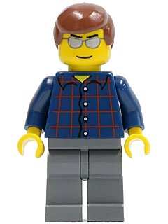 LEGO onderdeel Plaid Button Shirt, Dark Bluish Gray Legs, Reddish Brown Male Hair, Silver Sunglasses (cty0103)
