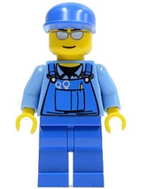 LEGO part Overalls with Tools in Pocket Blue, Blue Cap, Silver Sunglasses cty0114