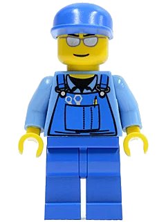 LEGO onderdeel Overalls with Tools in Pocket Blue, Blue Cap, Silver Sunglasses (cty0114)
