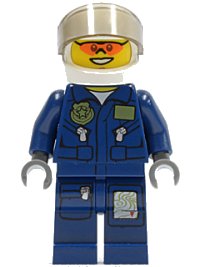 LEGO part Forest Police - Helicopter Pilot, Dark Blue Flight Suit with Badge, Helmet cty0267